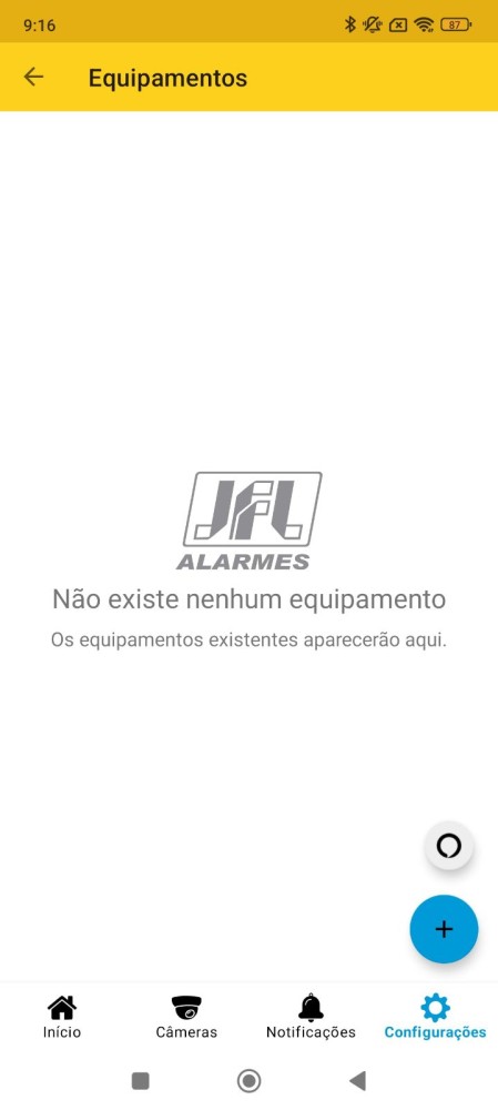 Tela Meus Comandos com botão para adicionar novo comando