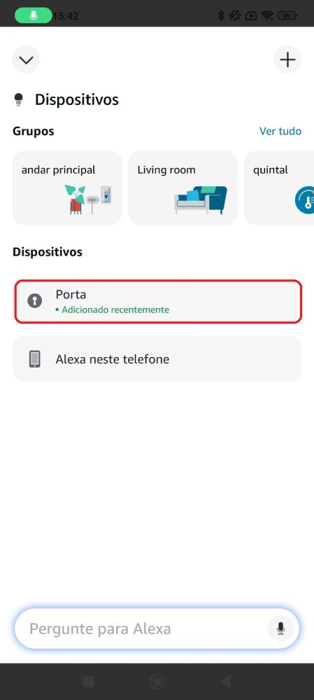 Tela de gravação da frase para o comando de voz