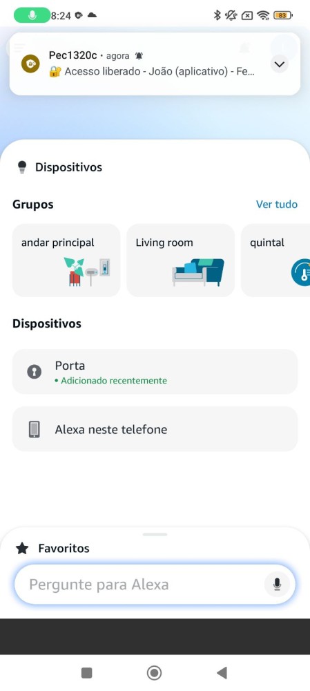 Tela de confirmação do comando de voz cadastrado