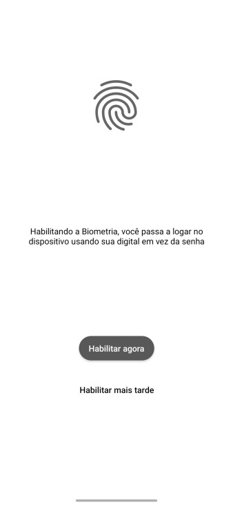 Mensagem de solicitação de autenticação biométrica