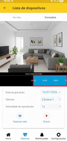 Passo 3 - Linha do tempo da gravação