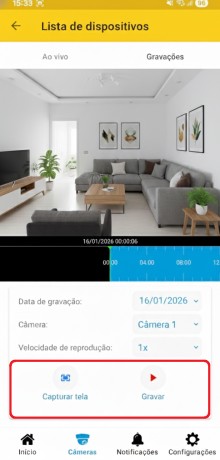 Passo 4 - Botões de reprodução e captura