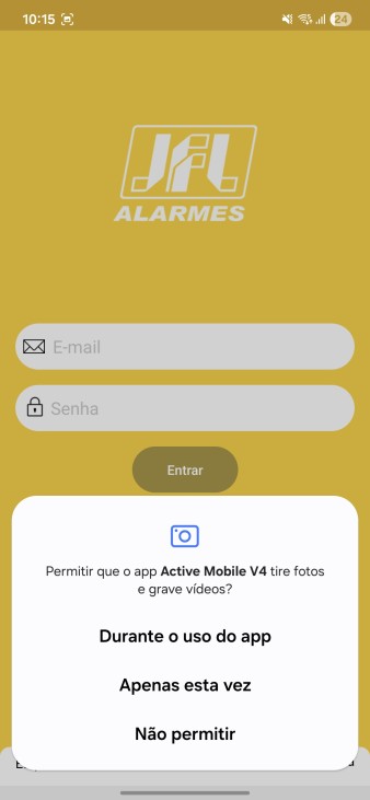 Tela de permissões do aplicativo – etapa 1