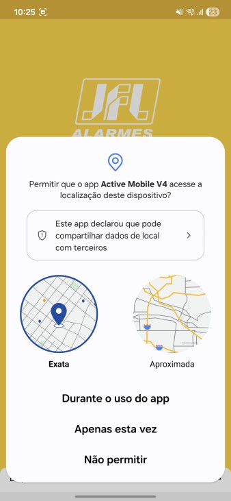 Tela de permissões do aplicativo – etapa 2