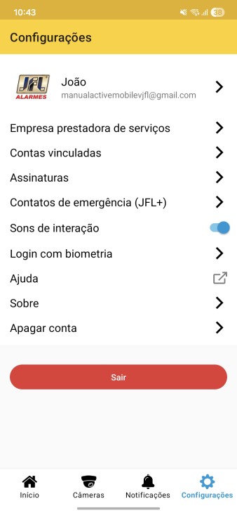 PASSO 1 - Tela inicial do aplicativo com acesso às configurações