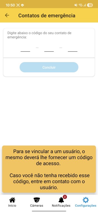 PASSO 4 - Tela para inserção do código de vinculação