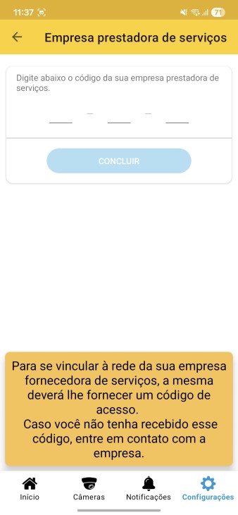 Tela de apresentação dos recursos do aplicativo