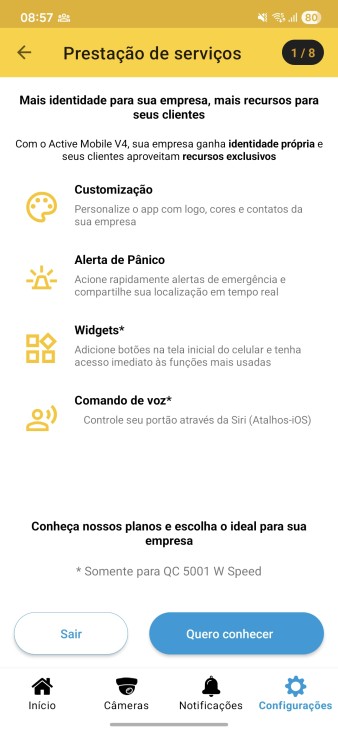 Tela de personalização da empresa