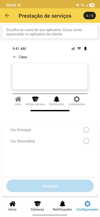 Tela de personalização da empresa