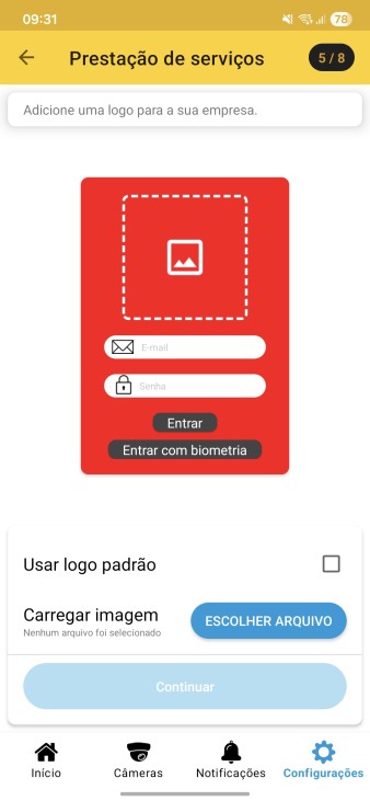 Tela de personalização da empresa