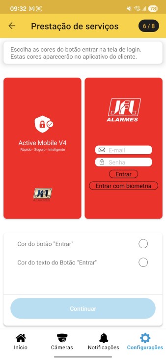 Tela de personalização da empresa
