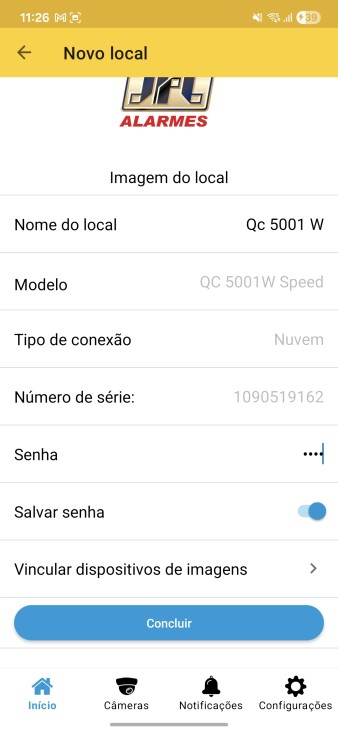 PASSO 1 - Tela Meu Local com opção Vincular dispositivo de imagem