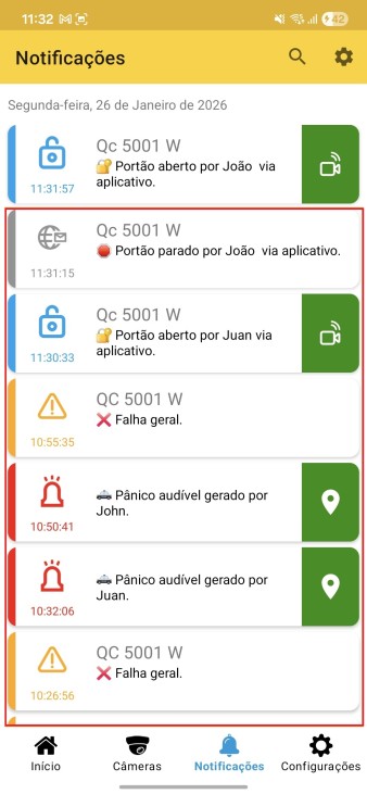 PASSO 5 - Notificação com ícone de câmera indicando vínculo realizado