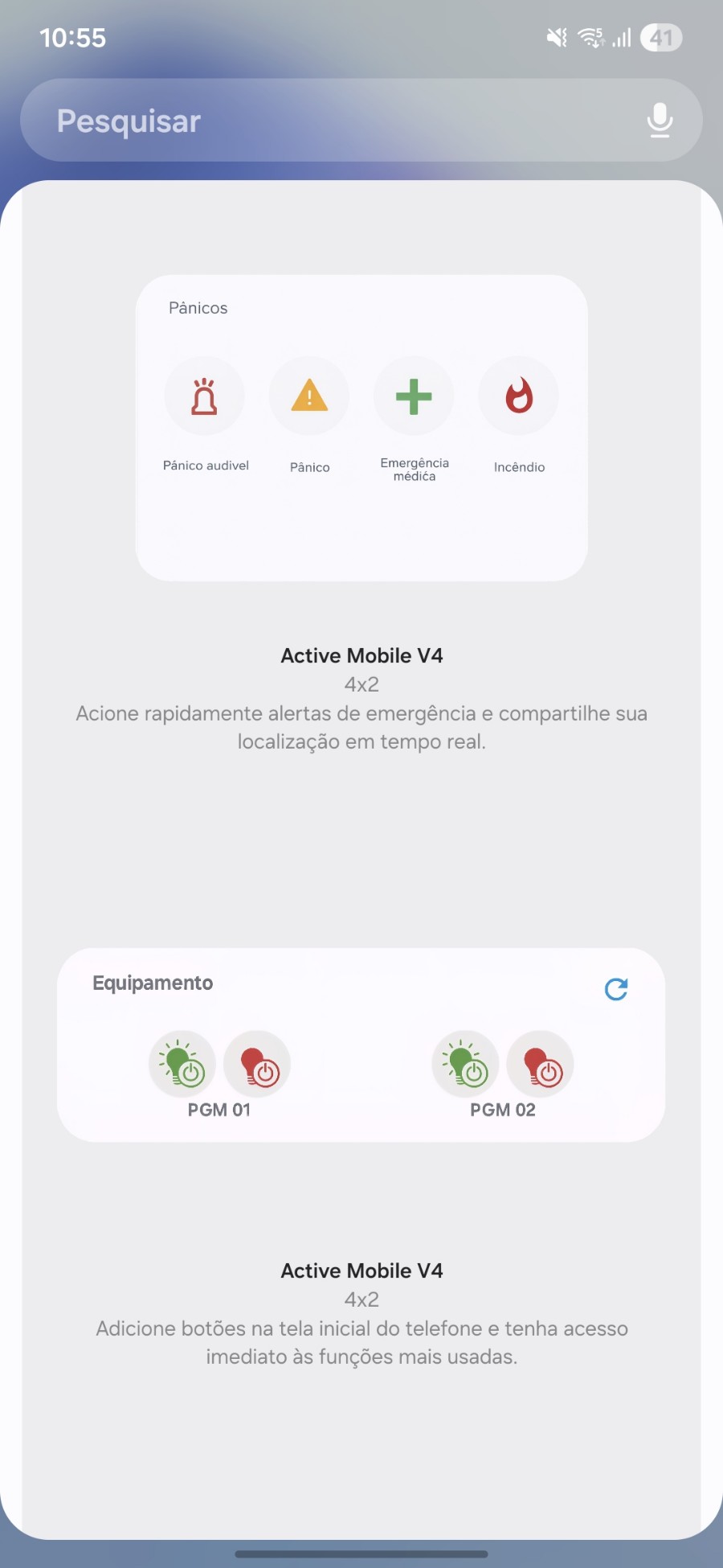 Passo 3 - Adicionar o widget de Pânico